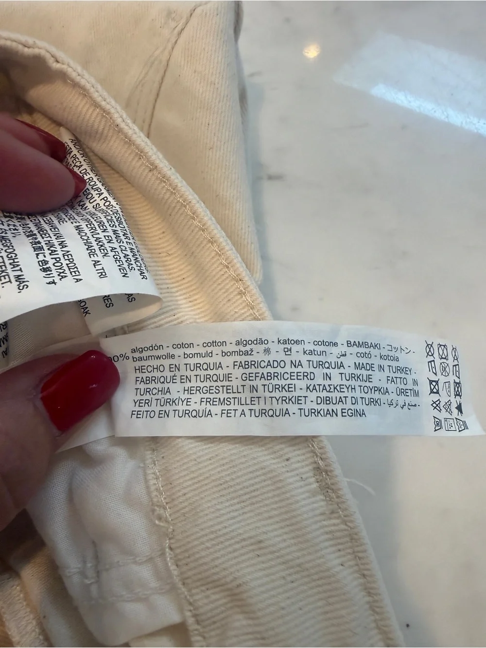 Zara NWT Cream Cotton Cargo Pants Straight Leg Utility Pockets Size 6 28 - Picture 5 of 8